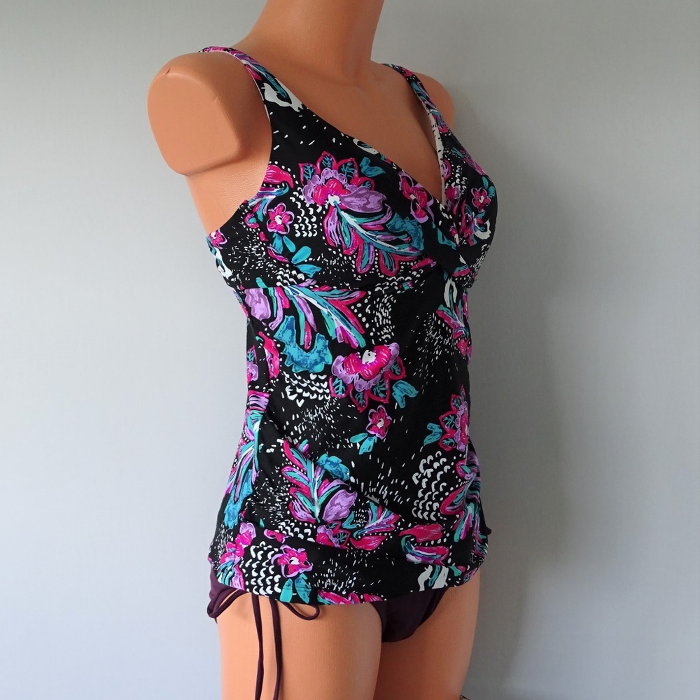 ANNE COLE 2Pc Floral Twist Tankini Set NWT - Picture 3 of 6